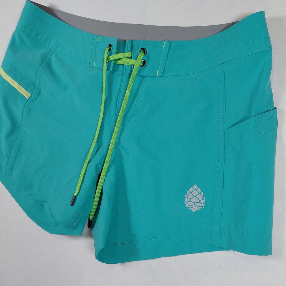 Stio Womens Eddy Board Shorts Teal Green Hiking Trail Athletic Size 6
